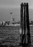 Vertical The Seattle Harbor landscape black and white Photography