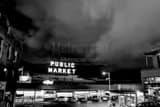 Horizontal The Seattle Public Market Sign landscape black and white Photography