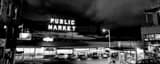 Panoramic The Seattle Public Market Sign landscape black and white Photography