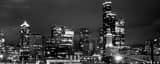 Panoramic The Seattle Skyline over Alaskan Way landscape black and white Photography