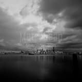 Square The Seattle Skyline Just Before Dusk landscape black and white Photography