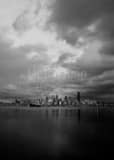 Vertical The Seattle Skyline Just Before Dusk landscape black and white Photography