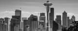 Panoramic Daytime Seattle Skyline from Queen Anne Hill landscape black and white Photography