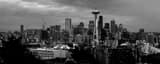 Panoramic The Seattle Skyline from Queen Anne Hill landscape black and white Photography