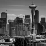 Square Daytime Seattle Skyline from Queen Anne Hill landscape black and white Photography