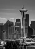 Vertical Daytime Seattle Skyline from Queen Anne Hill landscape black and white Photography