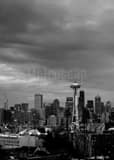 Vertical The Seattle Skyline from Queen Anne Hill landscape black and white Photography