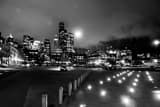 Horizontal The Seattle Skyline from Qwest Parkling Lot landscape black and white Photography