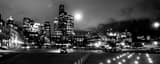 Panoramic The Seattle Skyline from Qwest Parkling Lot landscape black and white Photography