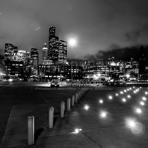 Seattle Black and White Photography of The Seattle Skyline from Qwest Parkling Lot The Seattle Skyline from Qwest Parkling Lot -- Seattle Black and White Photography