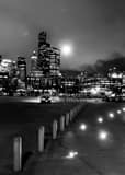 Vertical The Seattle Skyline from Qwest Parkling Lot landscape black and white Photography