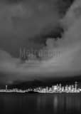 Vertical The Seattle Skyline from Seacrest Marina Park landscape black and white Photography
