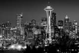 Horizontal The Space Needle at Night landscape black and white Photography