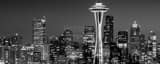 Panoramic The Space Needle at Night landscape black and white Photography