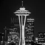 Square The Seattle Space Needle at Night landscape black and white Photography