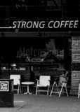 Vertical Strong Coffee at Bauhaus Books and Coffee landscape black and white Photography