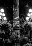 Vertical A Totem Pole in Pioneer Square landscape black and white Photography
