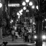 Square Yesler Way in Pioneer Square at Night landscape black and white Photography