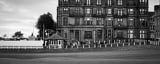 Panoramic The Hamilton Grand Hotel behind the 18th Green of the Old Course at St. Andrews black and white Photography