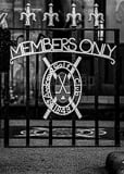 Vertical The Members Only Gate at St Andrews Golf Club black and white Photography