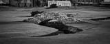Panoramic The Old Course Hotel and Swilcan Bridge black and white Photography