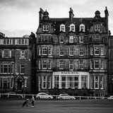 Square Rusacks Hotel on the Old Course in St Andrews Scotland black and white Photography