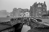 Horizontal The Swilcan Bridge on the Old Course at St. Andrews black and white Photography