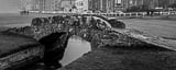 Panoramic The Swilcan Bridge on the Old Course at St. Andrews black and white Photography