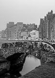 Vertical The Swilcan Bridge on the Old Course at St. Andrews black and white Photography