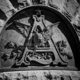 Square The Anheuser Busch Logo in Stone black and white Photos