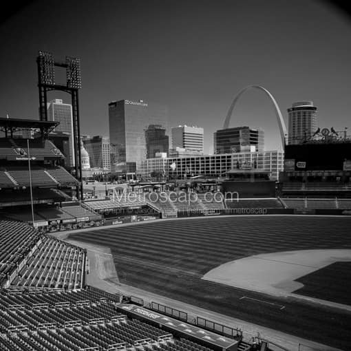 Busch Stadium and the St Louis Skyline -- St Louis Black and White Photos