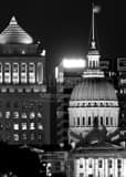 Vertical The Courthouse and Civil Courts Building at Night black and white Photos