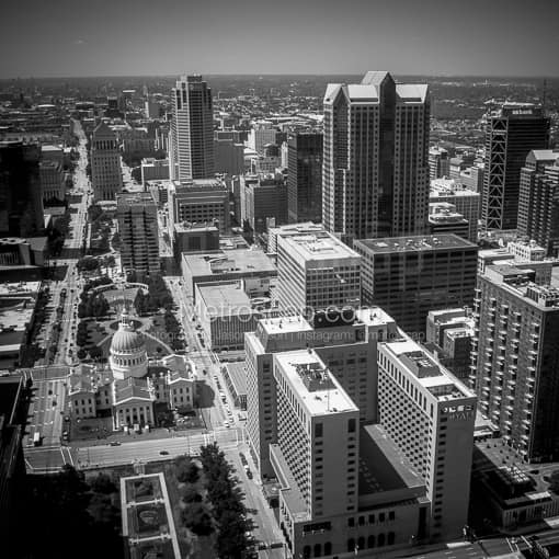 Saint Louis from the Gateway Arch Observatory -- St Louis Black and White Photos
