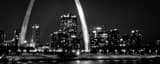 Panoramic The Gateway Arch over St Louis at Night black and white Photos