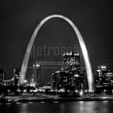 Square The Gateway Arch over St Louis at Night black and white Photos