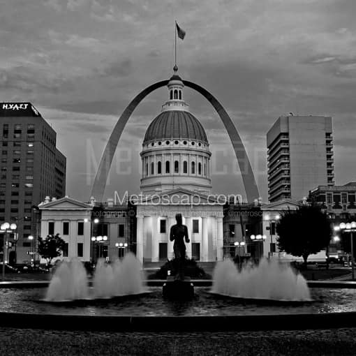 The Gateway Arch over the Old Courthouse -- St Louis Black and White Photos