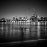 Square The Gateway Arch Over the St Louis Skyline black and white Photos
