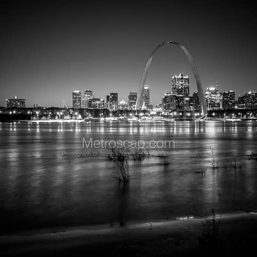 The Gateway Arch Over the St Louis Skyline -- St Louis Black and White Photos