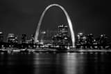 Horizontal The St Louis Arch and Skyline at Night black and white Photos