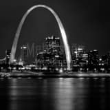 Square The St Louis Arch and Skyline at Night black and white Photos
