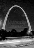 Vertical The Gateway Arch from Pine and Memorial black and white Photos