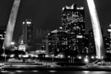 Horizontal The Gateway Arch at Night black and white Photos