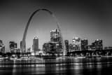 Horizontal The St Louis Skyline at Night Framed Photos