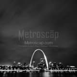 Square The St Louis Skyline at Night black and white Photos