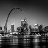 Square The St Louis Skyline at Night Framed Photos