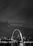 Vertical The St Louis Skyline at Night black and white Photos