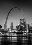 Vertical The St Louis Skyline at Night Framed Photos