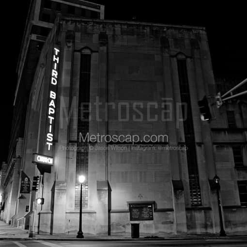 The Third Baptist Church on Grand Ave -- St Louis Black and White Photos