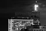 Horizontal The Top of the FIrst Farmers and Merchants Bank black and white Photography