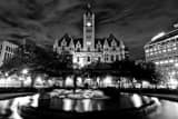 Horizontal The Landmark Center from Rice Park black and white Photography